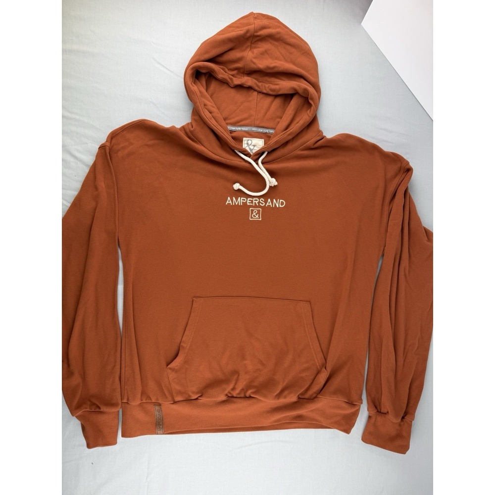 Ampersand Avenue Hoodie M Rust Orange Cozy Graphic Pullover Soft